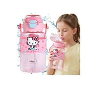 Hello Kitty Gourde avec embout et poignée pour petite fille, transparente, gourde avec paille 650 ml
