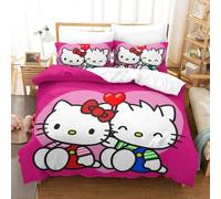 Hello Kitty Housse De Couette, D Pink Motif Imprim¿¿ Parure De Lit Housses De Couettes En Microfibre Avec Fermeture ¿¿Clai Parure De Couette Avec Taie D