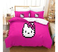 Hello Kitty Housse De Couette, D Pink Parure De Lit Housses De Couettes Microfibre Avec Fermeture ¿¿Clair Et Taies D'oreiller Parure De Couette Respira