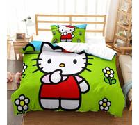 Hello Kitty Housse De Couette, D Pink Parure De Lit Housses De Couettes Microfibre Avec Fermeture ¿¿Clair Et Taies D'oreiller Parure De Couette Respira
