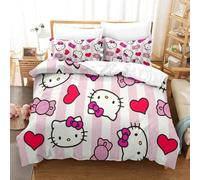 Hello Kitty Housse De Couette Parure De Lit De Pink Ensemble De Literie Imprim¿¿ D Taie D'oreiller Linge De Lit Housses De Couettes Microfibre Pour Enf