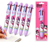 Hello Kitty Lot de 5 stylos à bille rétractables 6 en 1 avec pointe moyenne de 0,5 mm, pour enfants, écriture, notes, dessin et cadeaux à partir de 3 ans
