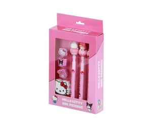 Hello Kitty Mix-Pack de 3 Crayons Éternels + 3 Gommes + Taille-crayon, Rose, 14 x 23 cm