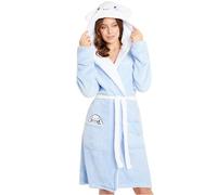 Hello Kitty Sanrio Peignoir Femme et Ado, Peignoir Capuche Polaire Doux avec Ceinture Cinnamoroll Kuromi, Anime Cadeau Femme (2XL, Bleu Cinnamoroll)