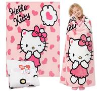 Hello Kitty Sanrio Plaid Polaire 150x130cm, Couverture Kawaii Cinnamoroll, Jeté de Lit Canapé, Décoration Chambre Anime, Cadeau Fille, Ado, Femme (Rose Hello Kitty)