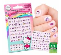 Hello Kitty Stickers Ongles Enfant - Autocollants Ongles Auto-Adhésifs, Nail Art Enfant pour Filles - 72 Stickers + 24 Strass 3D, Facile à Poser et Retirer, Idée Cadeau Anniversaire
