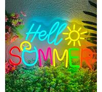 Hello Summer Enseigne Citrons et É léments de Soleil Lumineuse Néon LED