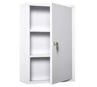 Helloshop26 Armoire à Pharmacie Murale 40 x 18 x 60 cm capacité généreuse verrouillable 2 clés Contemporain Moderne en métal Blanc 21_0001884