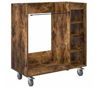 Helloshop26 Armoire de Rangement avec Roues Grand Espace intérieur 90 x 45 x 98 cm Style Moderne en Bois chêne fumé 02_0055067