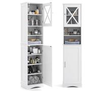 Helloshop26 Armoire de Salle de Bain Haute 40 x 30 x 170,5 cm avec 5 étagères réglables et Design Moderne en MDF Blanc 20_0010278