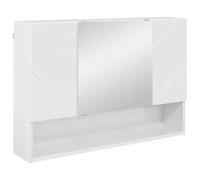 Helloshop26 Armoire Miroir Moderne Rangement Chic Salle de Bain 80 x 17 x 55 cm en Bois d'ingénierie Blanc Brillant 02_0052861