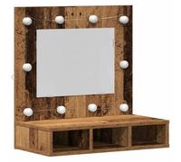 Helloshop26 Armoire Miroir rectangulaire avec éclairage intégré et étagères Rangement Salle de Bain Style Moderne en Bois Ancien 02_0052424