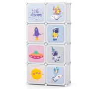 Helloshop26 Armoire Portable modulaire 71 x 36 x 142 cm avec 8 Cubes et Section penderie Design Mignon en PP Blanc 20_0010310