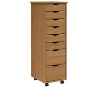Helloshop26 Armoire roulante de Bureau avec tiroirs en Bois de pin 34 x 39 x 103 cm Rangement Pratique Style Rustique Marron Miel 02_0047162