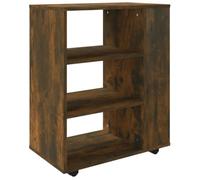 Helloshop26 Armoire roulante Polyvalente avec roulettes de Rangement Bureau 60 x 35 x 75 cm en Bois d'ingénierie chêne fumé 02_0048256
