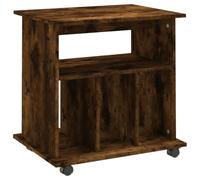 Helloshop26 Armoire roulante Pratique 60 x 45 x 60 cm Rangement Grand Espace Style Contemporain en Bois d'ingénierie chêne fumé 02_0048535