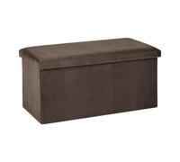 Helloshop26 Banquette Pliable avec Coffre de Rangement Salon Chambre 77 x 39 x 38 cm Assise matelassée Design élégant en MDF Marron 13_0011176