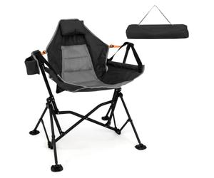 Helloshop26 Chaise hamac de Camping surdimensionnée 95 x 71 x 90 cm Confort rembourré Angle réglable en Tissu Oxford Noir 20_0011196