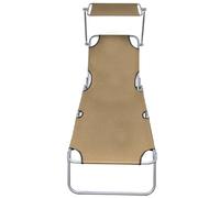 Transat Chaise Longue Bain De Soleil Lit De Jardin Terrasse Meuble D'extérieur Pliable Avec Auvent Acier Taupe Helloshop26 02_0012813 Multicolore