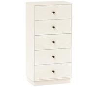 Helloshop26 Commode 5 tiroirs Haute et étroite 47 x 29 x 95 cm Gain de Place sécurisé Moderne épuré en Panneau de Particules crème 21_0001666
