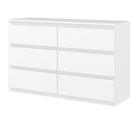 Helloshop26 Commode de Rangement 120 x 39 x 75 cm 6 tiroirs sans poignées Gain de Place Minimaliste Moderne Pratique en MDF Blanc 21_0001572