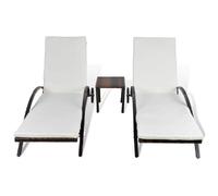 Lot De Deux Chaises Longues Transat 200 Cm Avec Table Résine Tressée Marron Helloshop26 02_0011913 Multicolore