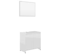 Helloshop26 Ensemble de Meubles de Salle de Bain Blanc Brillant 60 x 33 x 61 cm avec Miroir Chic Design épuré en Bois d'ingénierie Blanc 02_0047734
