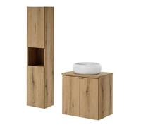 Helloshop26 Ensemble de Meubles de Salle de Bain Rangement 60 x 57 x 39 cm Effet chêne 03_0009428