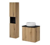 Helloshop26 Ensemble de Meubles de Salle de Bain Rangement 60 x 57 x 39 cm Effet chêne Noir 03_0009429