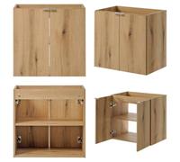 Helloshop26 Ensemble de Meubles de Salle de Bain Rangement avec Miroir Effet chêne 03_0009425