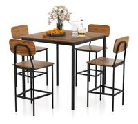 Helloshop26 Ensemble de Table et Chaise Salle à Manger 5 pièces 90 x 90 cm pour 4 Personnes avec siège Ergonomique Design Industriel en MDF Marron Rustique 20_0012021