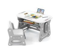 Helloshop26 Ensemble Table et chaises pour Enfants réglable 80 x 50 x 49/53/57 cm avec Design Ergonomique Ambiance Cosy en HDPE Gris 20_0012019