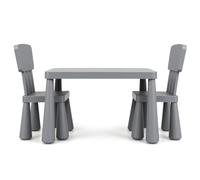 Helloshop26 Lot de 1 Ensemble Table et 2 chaises 76,5 x 54,5 x 49,5 cm Multifonction pour Enfants Ambiance Cosy en PP Gris 20_0012015