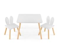 Helloshop26 Lot de 1 Table et 2 chaises Enfants 62 x 60 x 43 cm ergonomiques pour Manger Jouer Design Mignon en MDF Blanc 20_0019122