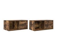 Helloshop26 Lot de 2 Meubles TV muraux compacts 60 x 31 x 25,5 cm avec Grand Espace de Rangement Design chêne fumé 02_0051635