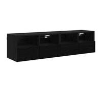 Helloshop26 Lot de 2 Meubles TV muraux Rectangle épuré Rangement Pratique 60 x 30 x 30 cm en Bois d'ingénierie Noir 02_0052789