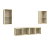 Helloshop26 Lot de 4 Meubles TV muraux chêne Sonoma Rangement Pratique Style Contemporain 37 x 37 x 72 cm en Bois d'ingénierie 02_0055119