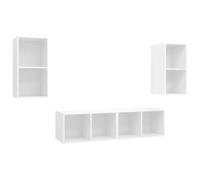Helloshop26 Lot de 4 Meubles TV muraux Pratiques avec Grand Espace de Rangement 37 x 37 x 72 cm en Bois d'ingénierie Blanc 02_0055118