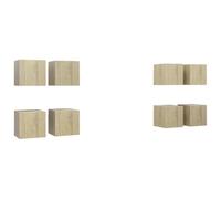 Helloshop26 Lot de 8 Meubles TV muraux Tendance Pratique 30,5 x 30 x 30 cm en Bois d'ingénierie chêne Sonoma 02_0055106