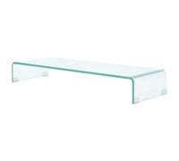 Helloshop26 Meuble télé Buffet TV télévision Design Pratique pour Moniteur 90 cm Verre Transparent 2502254