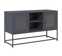 Helloshop26 Meuble TV avec Grand Espace de Rangement 100,5 x 39 x 60,5 cm Style Industriel Finition Mate en Acier Anthracite 02_0049872