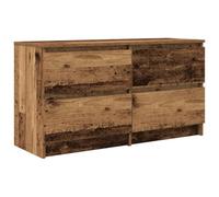 Helloshop26 Meuble TV Vieux Bois Salle à Manger 100 x 35 x 54 cm avec 4 tiroirs Style Rustique en Bois d'ingénierie 02_0051750