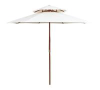 Parasol Mobilier De Jardin Terrasse 270 X 270 Cm Poteau En Bois Blanc Crème Helloshop26 02_0008413 Multicolore