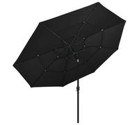 Parasol Mobilier De Jardin À 3 Niveaux Avec Mât En Aluminium 3,5 M Noir Helloshop26 02_0008760 Multicolore