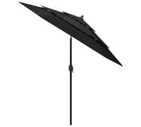 Parasol Mobilier De Jardin À 3 Niveaux Avec Mât En Aluminium 2,5 M Noir Helloshop26 02_0008756 Multicolore