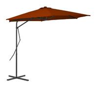 Helloshop26 Parasol rond mât acier - Terre cuite