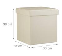 Helloshop26 Pouf-coffre pliant - Beige