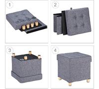 Helloshop26 Pouf-coffre tissu - Gris