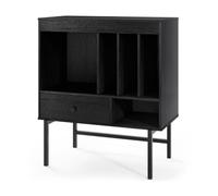 Helloshop26 Support pour Platine Vinyle 71 x 36 x 81 cm avec Plusieurs Compartiments Rangement Moderne en Bois Noir 20_0012158