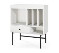 Helloshop26 Support pour Platine Vinyle 71 x 36 x 81 cm Rangement Ample 2 Compartiments Ouverts Style Moderne en MDF Noir 20_0012157